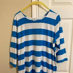 Bright Blue and White Stripped Tunic-Size 1X